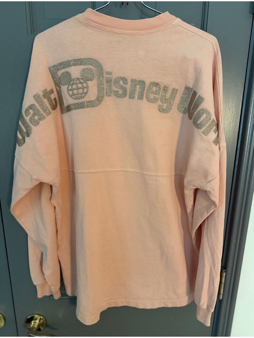 Walt Disney World Women's Rose Gold Oversized Lg. Slv. Spirit Jersey Shirt Sz S